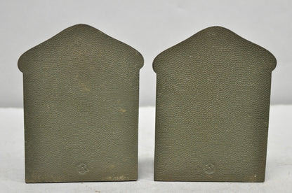 Antique Bradley & Hubbard See No Evil Gnome Mushroom Cast Iron Bookends - Pair