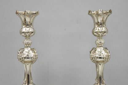 Antique Silver Plated Warsaw Imperial Russia 12" Candlestick Holders - a Pair