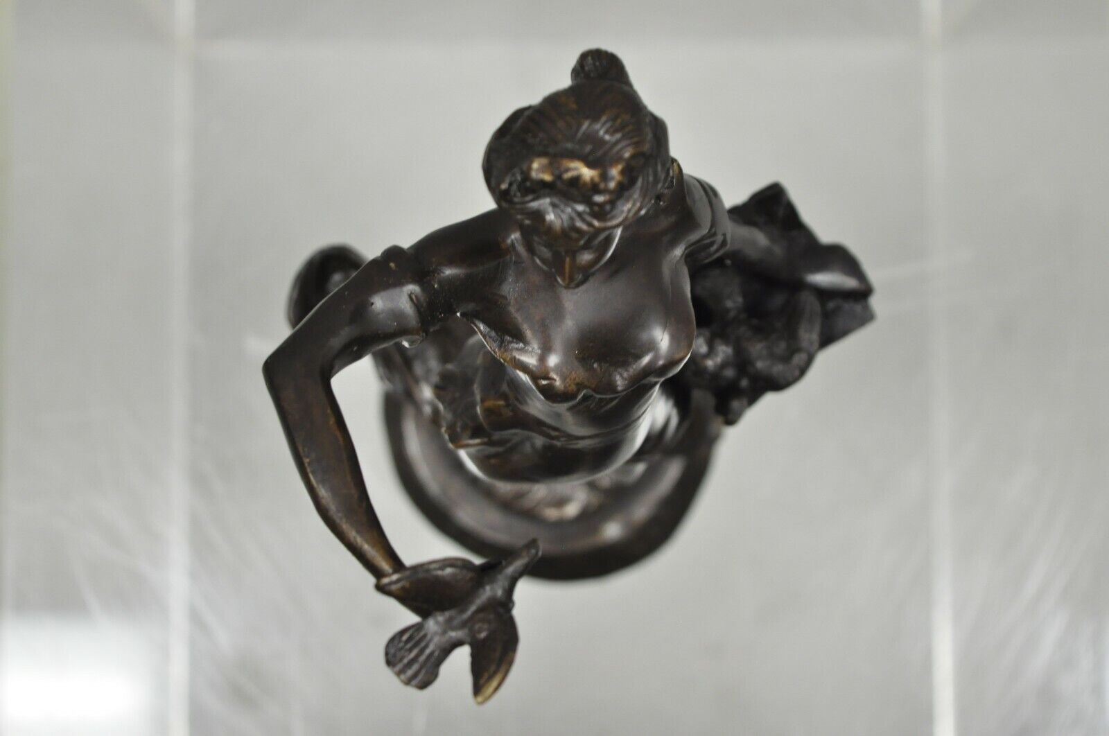 Bronze Sculpture Woman w/ Birds & Basket 15" Statue Figure After Emile Guillemin