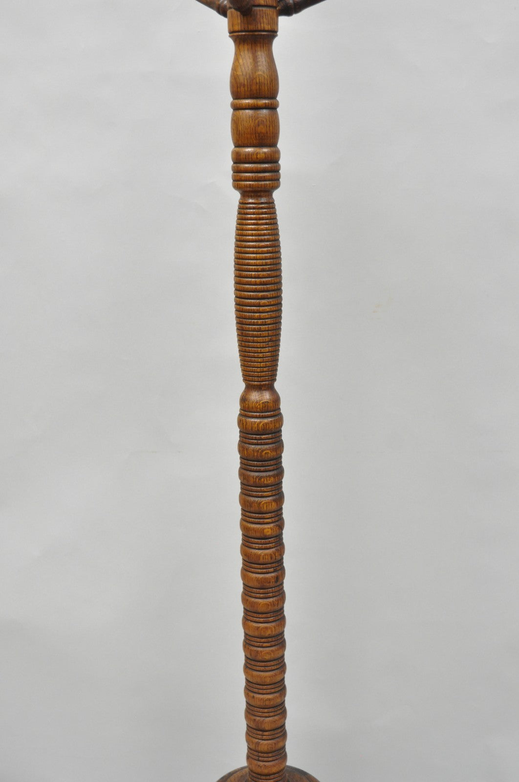 Antique Arts & Crafts Mission Oak Wood Carved Hoof Foot Standing Coat Rack Tree