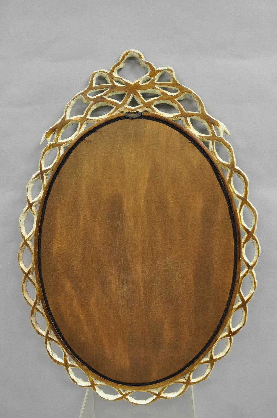 Harrison Gil Blue Italian Hollywood Regency Carved Wood Ribbon Wall Mirror Pair
