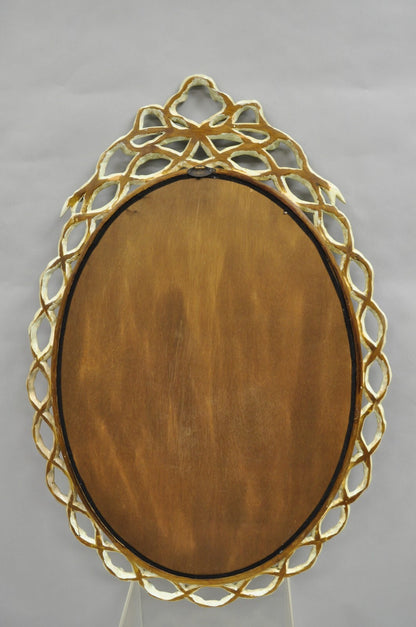 Harrison Gil Blue Italian Hollywood Regency Carved Wood Ribbon Wall Mirror Pair