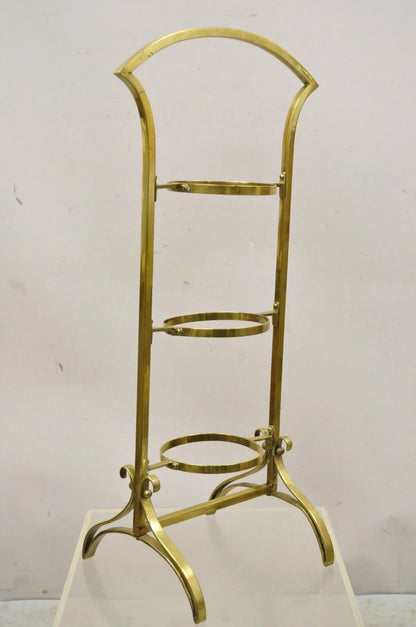 Vintage Italian Mid Century Modern Brass 3 Tier Muffin Pastry Cake Stand