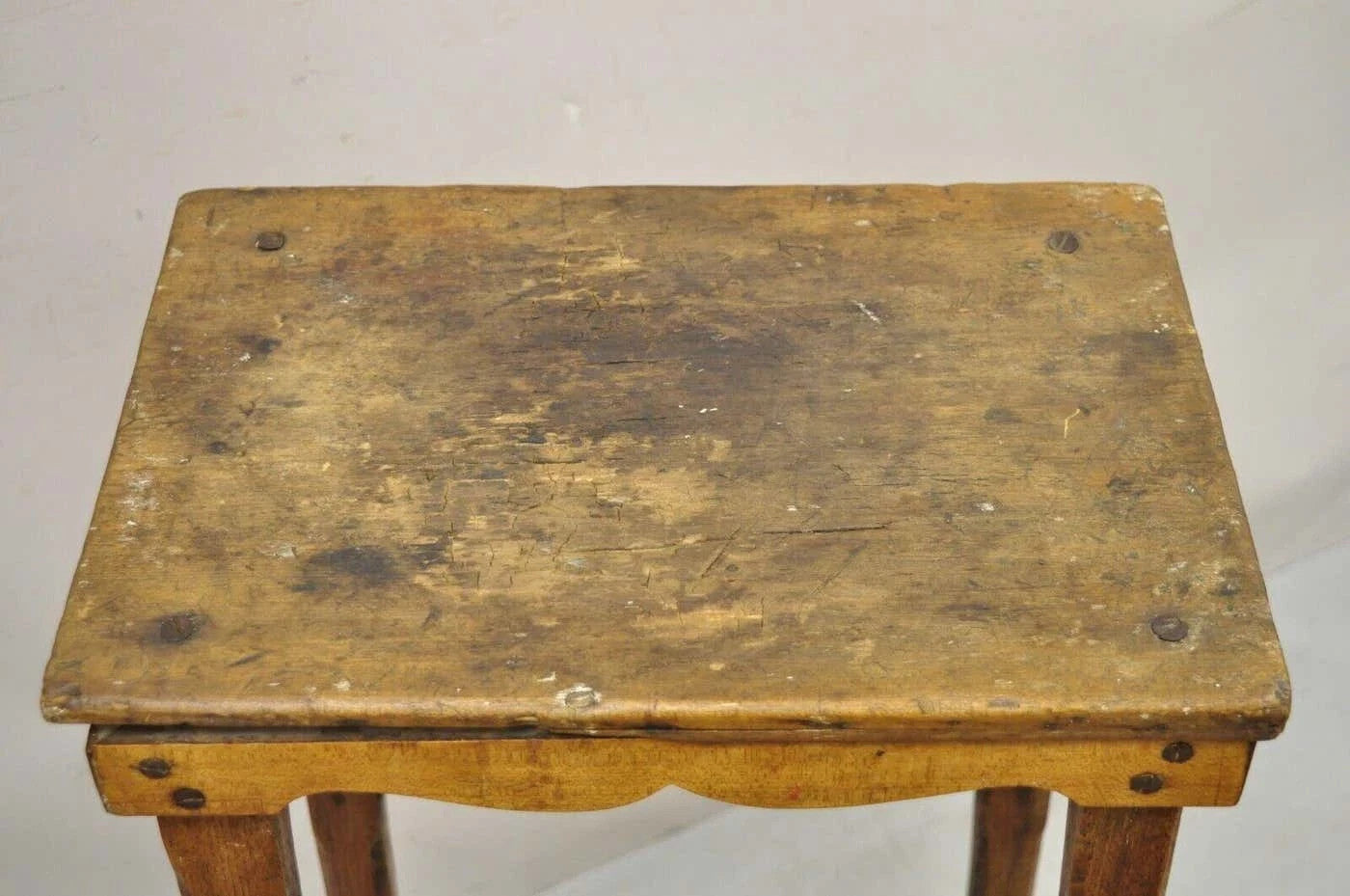 Antique French Provincial Country Oak Wood Folding Library Step Ladder