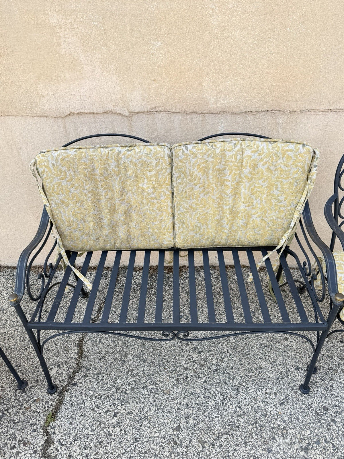 Contemporary Scrolling Wrought Iron Patio Loveseat & Arm Chair Set - 4 pcs