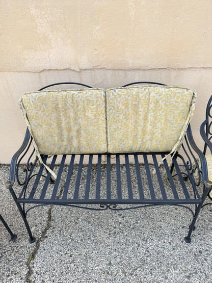 Contemporary Scrolling Wrought Iron Patio Loveseat & Arm Chair Set - 4 pcs