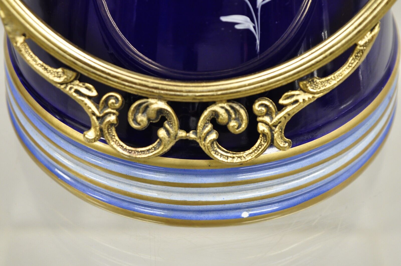Vintage Keramos Italian Capodimonte Cobalt Blue Porcelain Pitcher w/ Handle