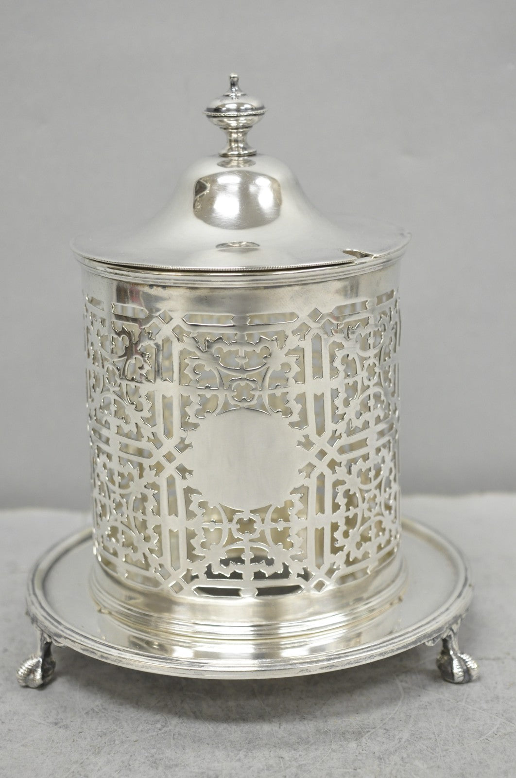 Antique Mappin & Webb Victorian Silver Plated Reticulated Covered Jelly Jar