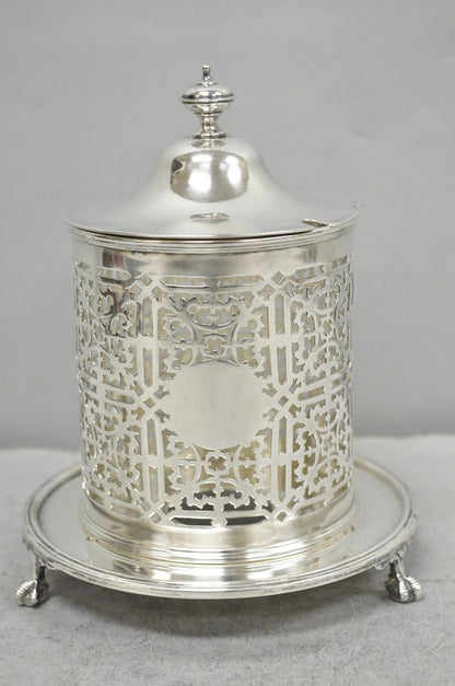 Antique Mappin & Webb Victorian Silver Plated Reticulated Covered Jelly Jar
