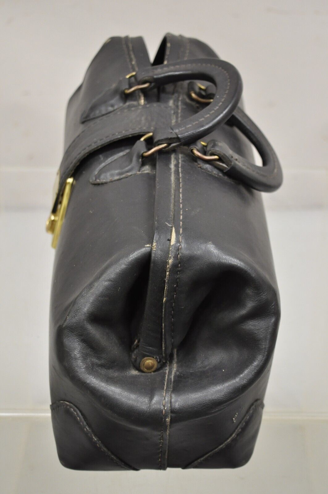 Vintage Cheney England PCI USA 25216 C4 Black Leather Traveling Doctors Bag