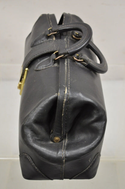 Vintage Cheney England PCI USA 25216 C4 Black Leather Traveling Doctors Bag