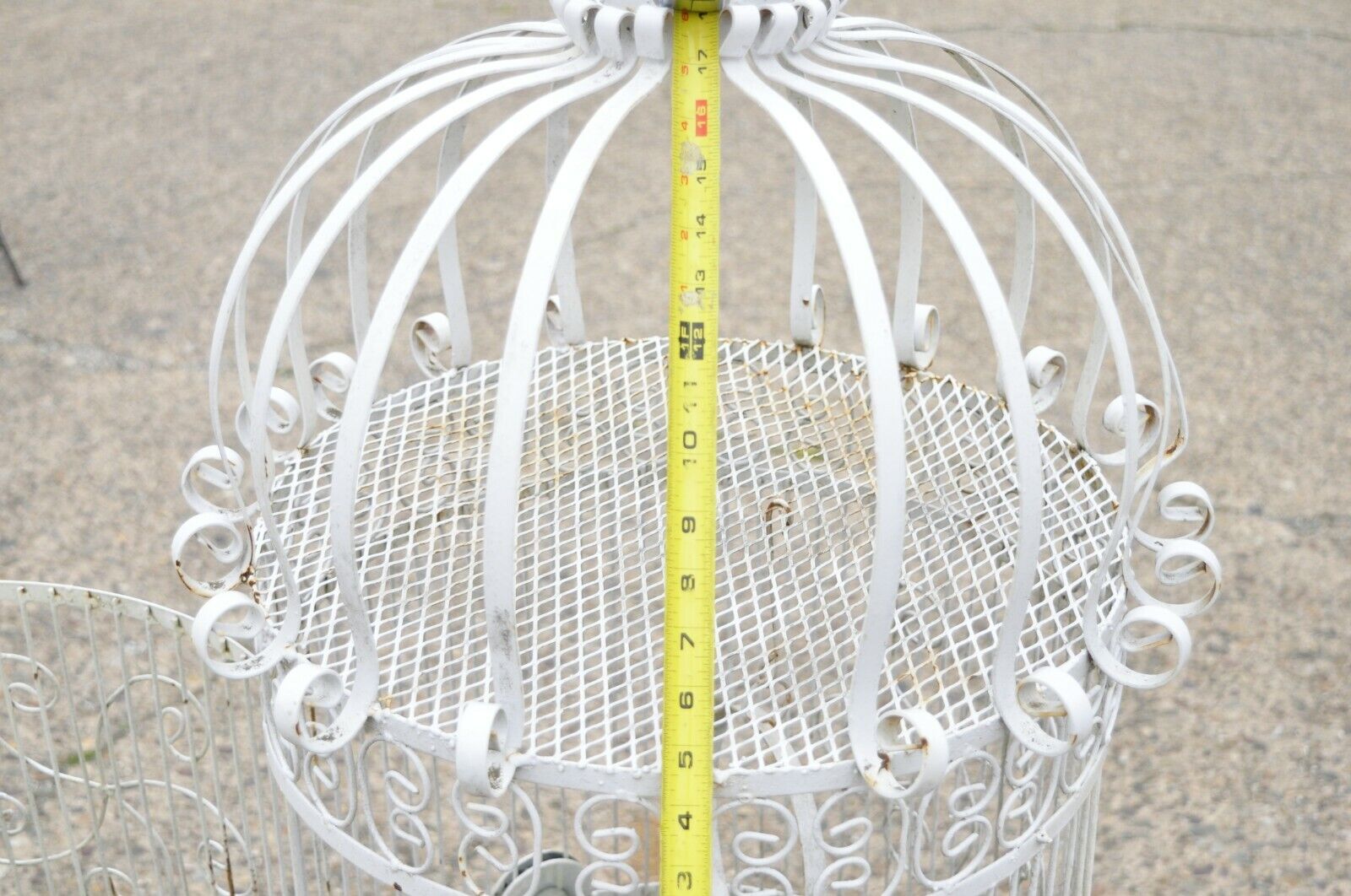 Vintage Wrought Iron Victorian Style Scrolling Wire Metal 58" Garden Birdcage