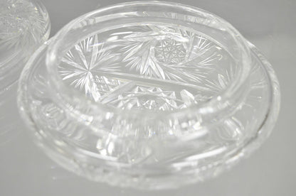 Vintage Art Deco Bohemian Cut Crystal Glass Czech Ladies Vanity Powder Jar
