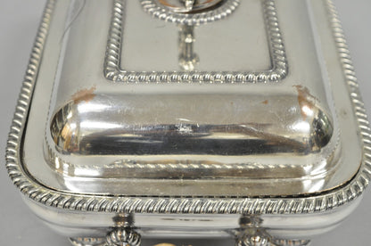 Antique English Georgian Silver Plated Covered Chafing Dish on Wooden Bun Feet
