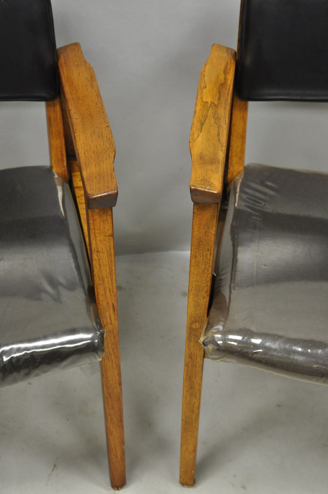 Vintage Boling Chair Co Mid Century Modern Walnut Lounge Arm Chairs (B) - Pair
