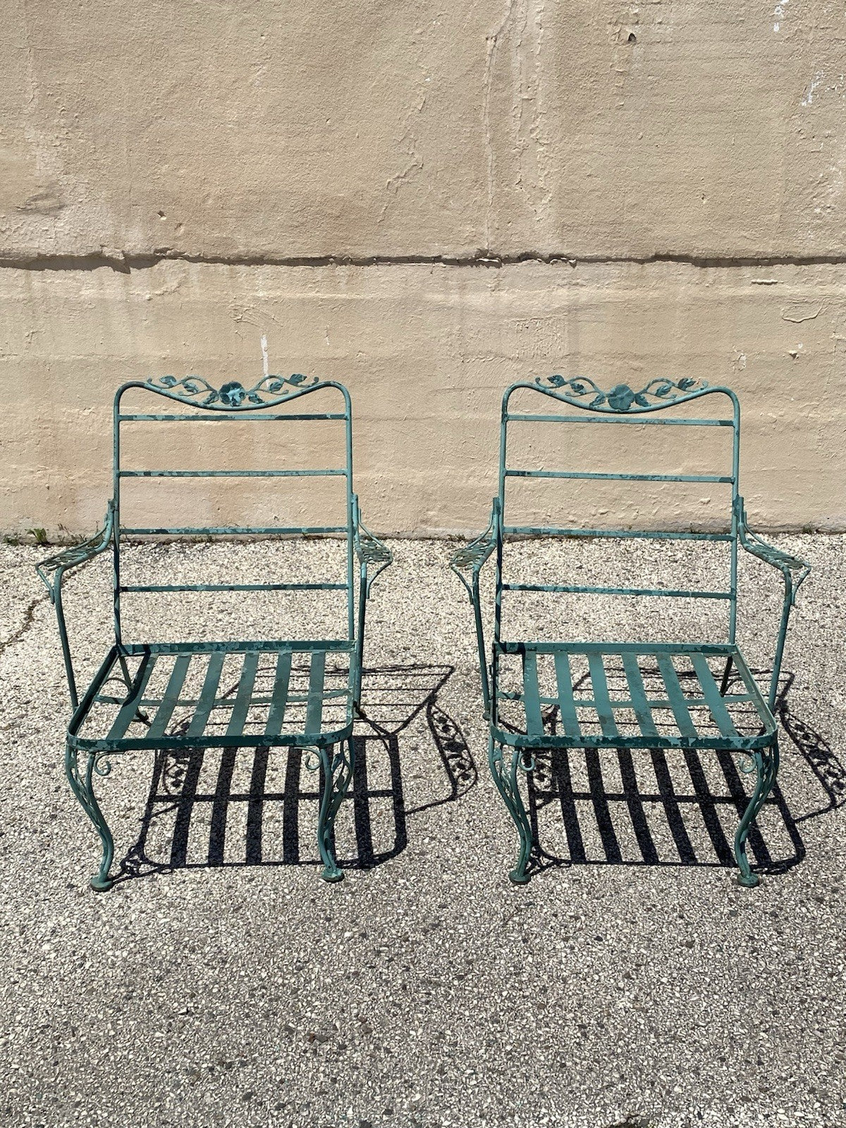 Vintage Woodard Wrought Iron Patio 3 Seat Sofa and Pair Lounge Chairs - 3 Pcs
