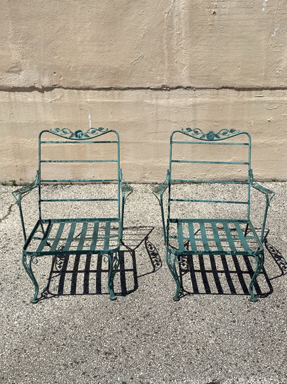 Vintage Woodard Wrought Iron Patio 3 Seat Sofa and Pair Lounge Chairs - 3 Pcs