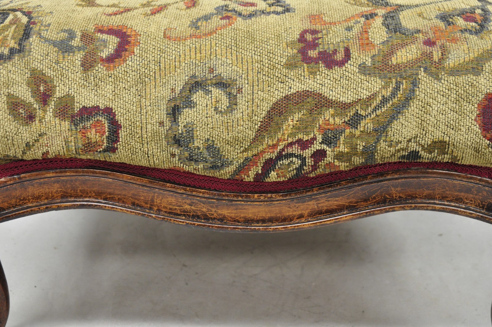 Antique French Louis XV Style Victorian Carved Mahogany Ottoman Footstool