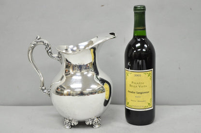 Vintage Poole Victorian Silver Plated Bulbous Footed Water Pitcher w/ Ice Lip