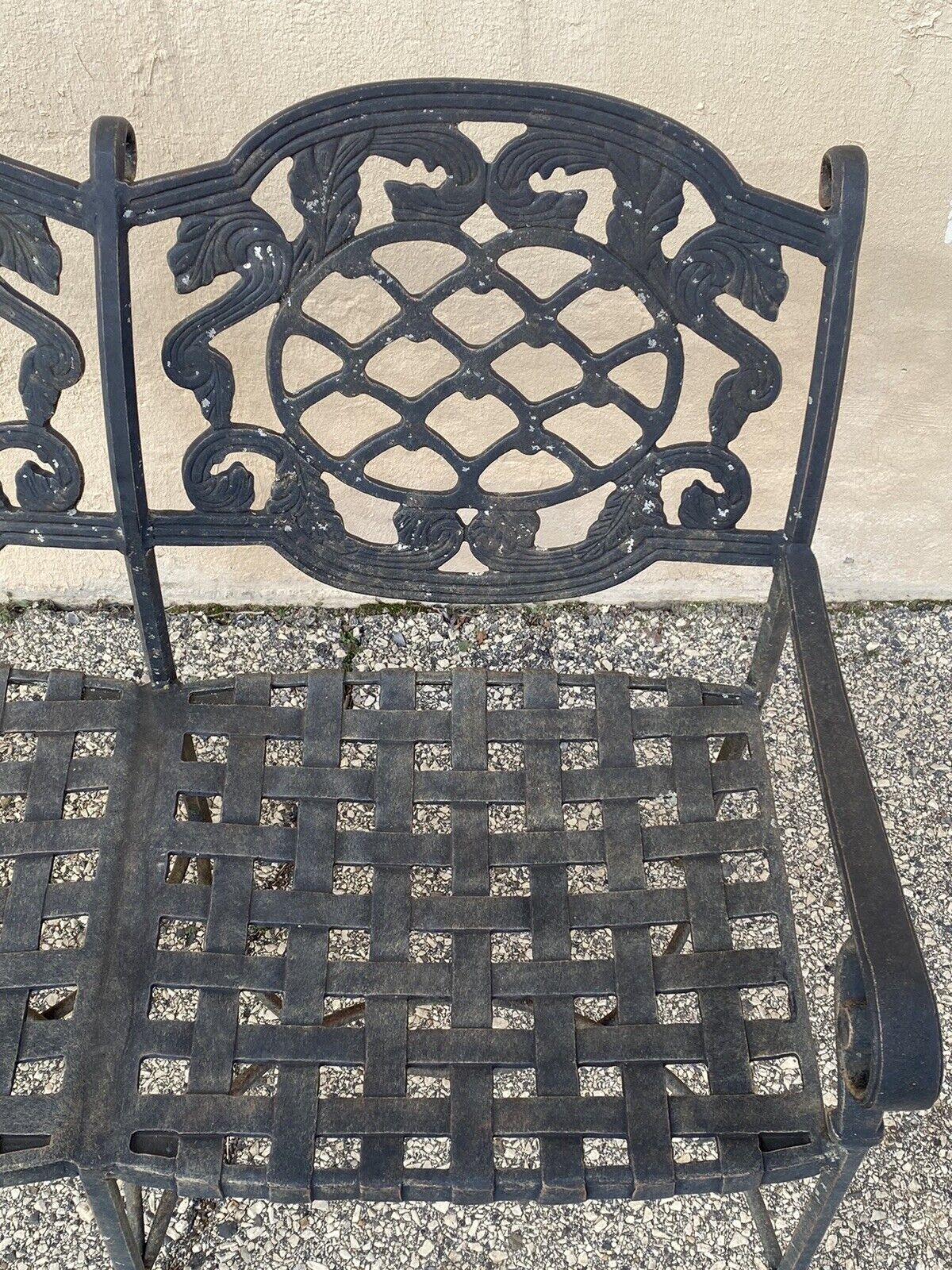 Tuscan Mediterranean Style Cast Aluminum Garden Patio Settee Loveseat