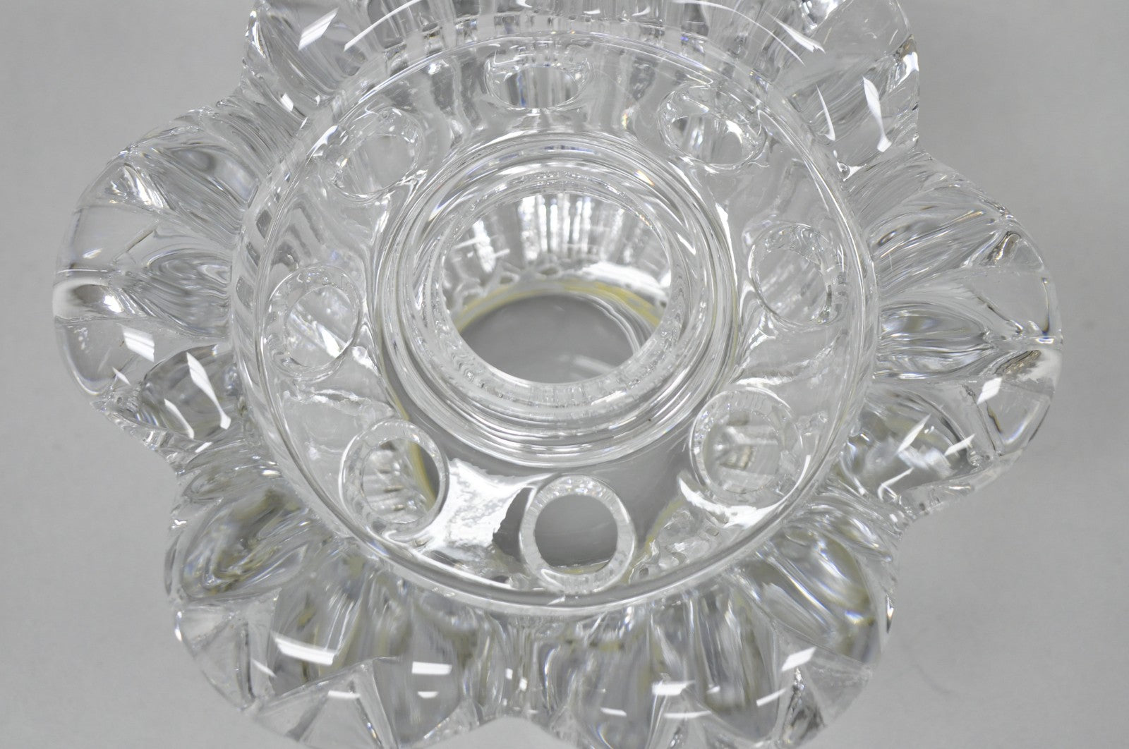 Vintage French Mid Century Modern Crystal Glass Flower Frog Flower Holder Vase