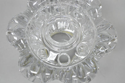 Vintage French Mid Century Modern Crystal Glass Flower Frog Flower Holder Vase
