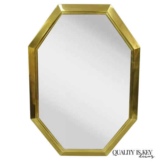 Vintage Mastercraft Bernhard Rohne Brass Octagonal Frame Modernist Wall Mirror