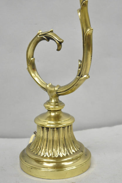 Vintage Victorian Style Brass Acanthus Scrolling Bankers Desk Table Lamp