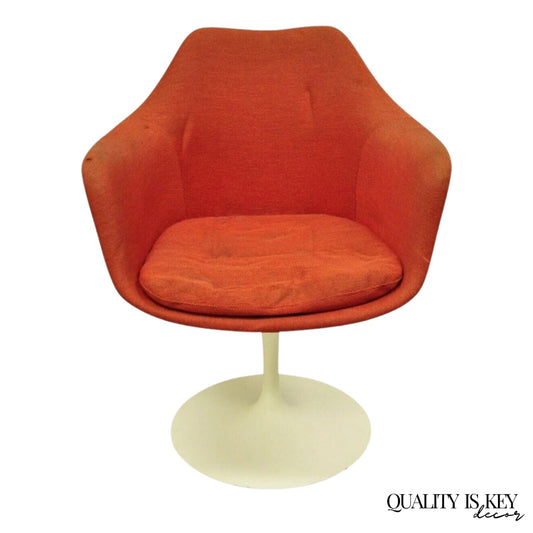 Vintage Knoll Eero Saarinen Red Upholstered Fiberglass Tulip Arm Chair