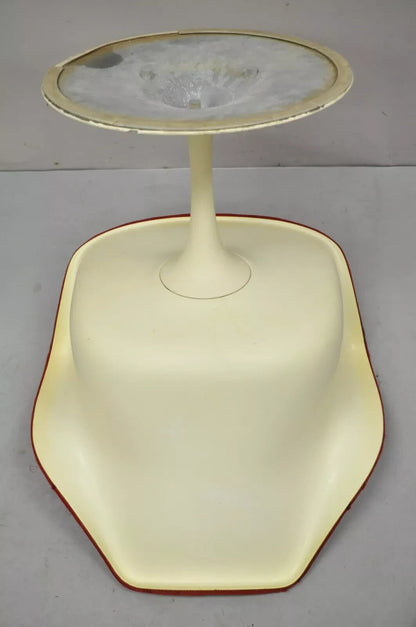 Vintage Knoll Eero Saarinen Red Upholstered Fiberglass Tulip Arm Chair