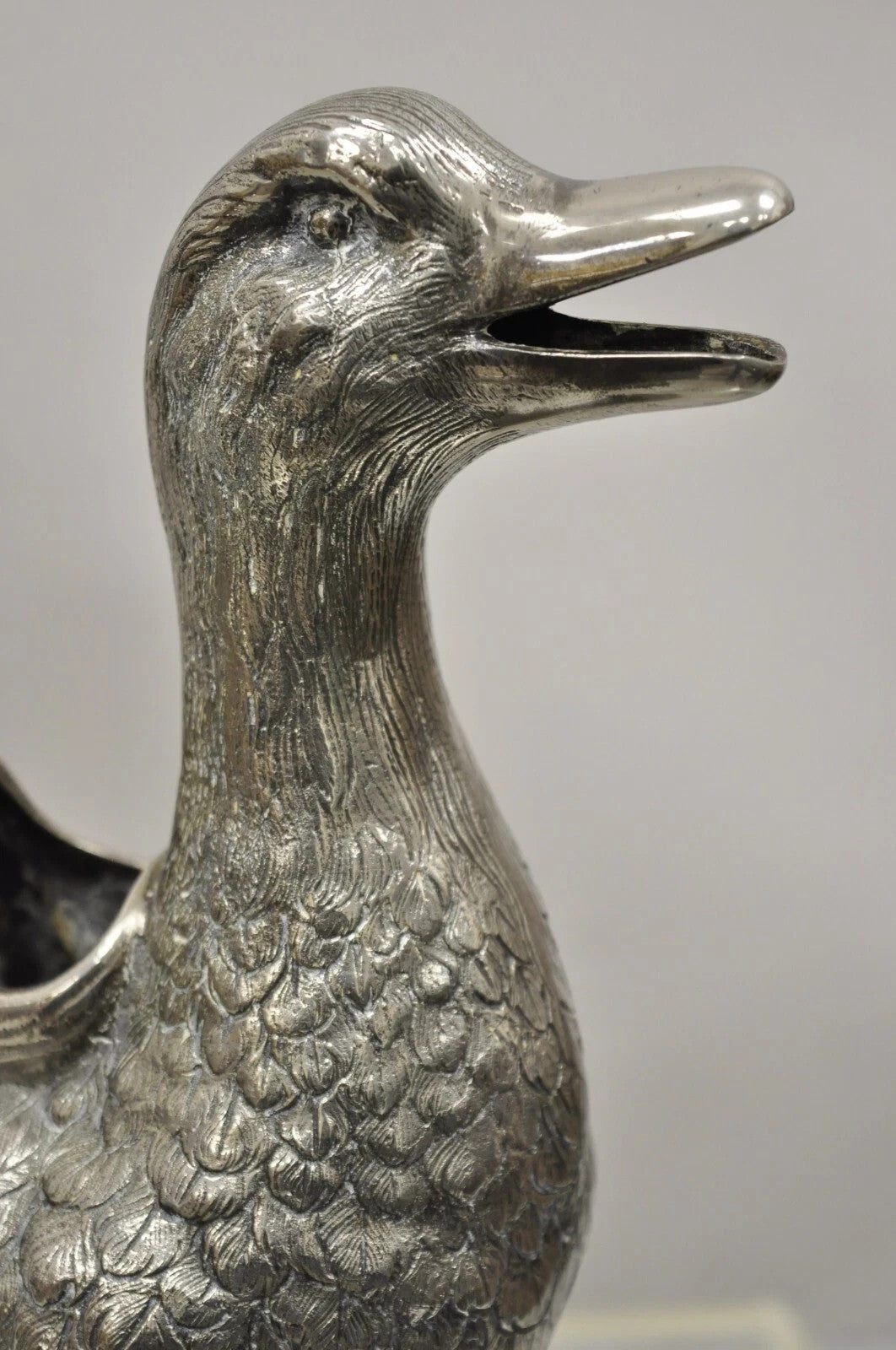 Vintage Figural Duck Mallard Silver Plated Water Pitcher Decanter by Alpaca