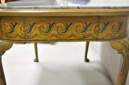 Antique French Adams Style Hand Painted Queen Anne One Drawer Center Table