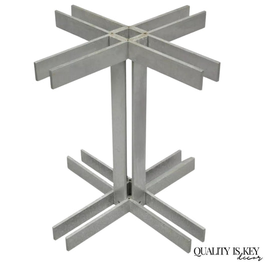 Vintage Mid Century Modern Aluminum Metal Geometric Pedestal Table Base - No top
