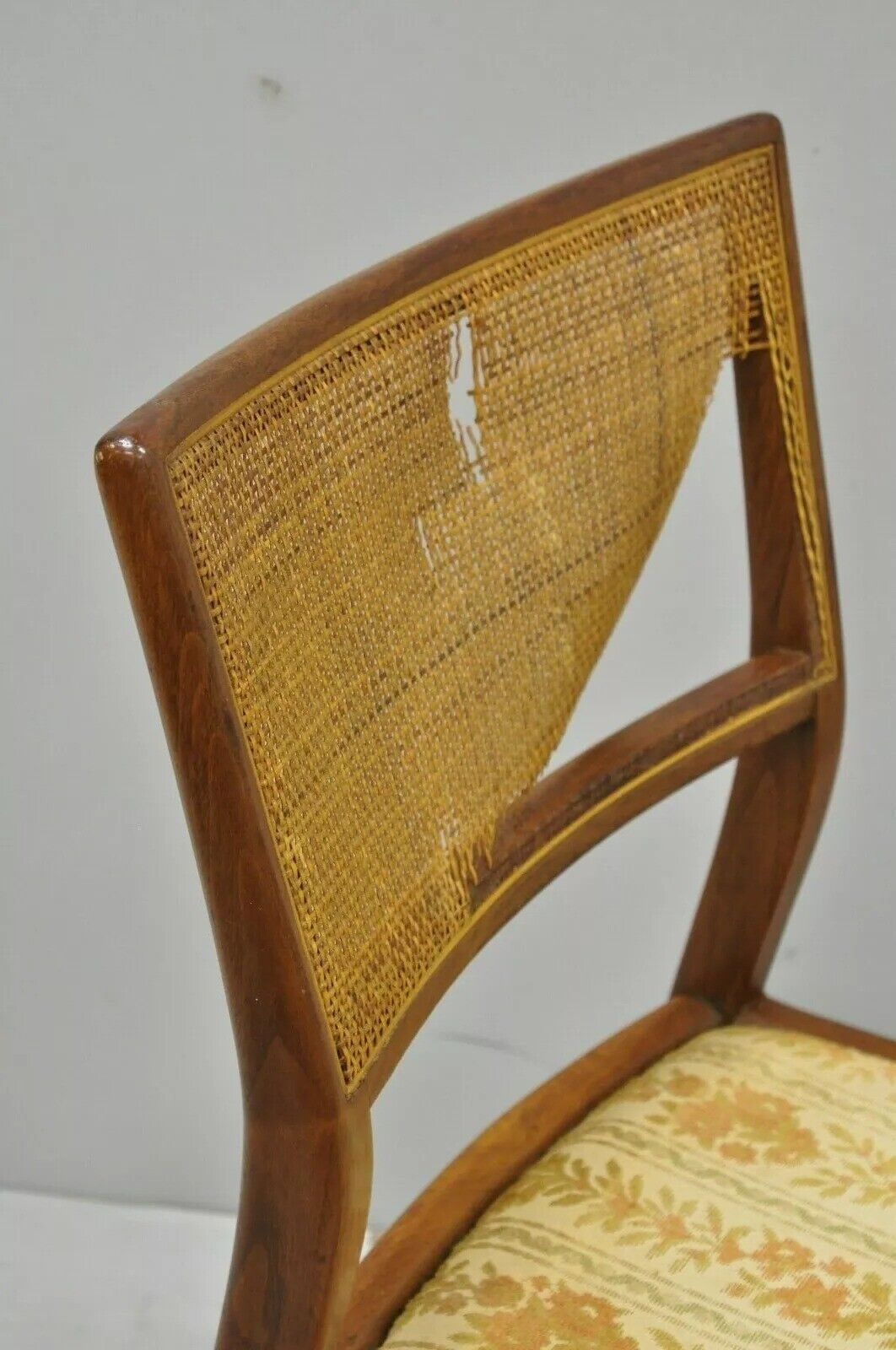 Vintage Mid Century Modern Paul McCobb Style Walnut Cane Dining Chairs - Set 4