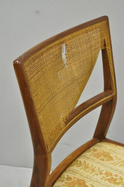 Vintage Mid Century Modern Paul McCobb Style Walnut Cane Dining Chairs - Set 4