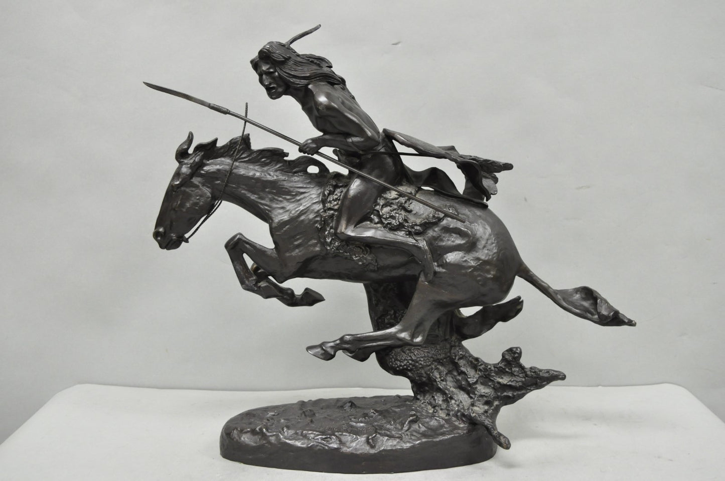 Frederic Remington "Cheyenne" Lost Wax Cast Bronze Native American Sculpture