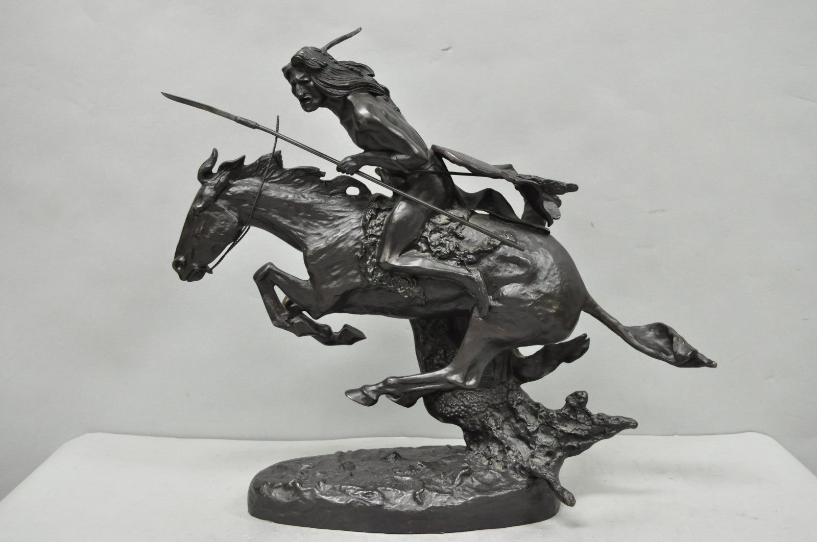 Frederic Remington "Cheyenne" Lost Wax Cast Bronze Native American Sculpture