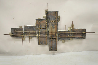 Mid Century Modern Brutalist Steel Metal 48" Wall Sculpture after Curtis Jere