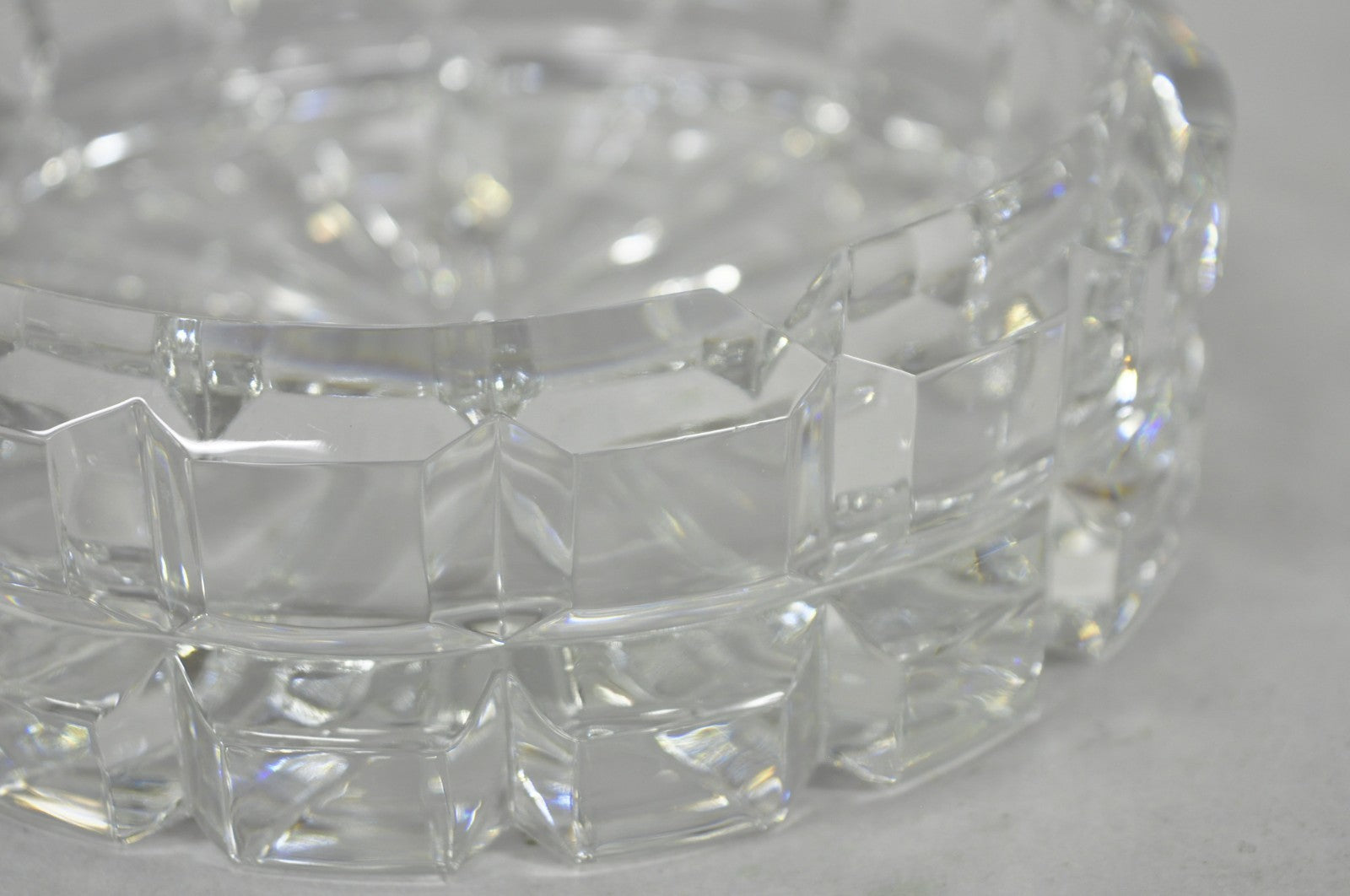 Vintage Highcrest by Mikasa Large 7" Leaded Crystal Glass Ashtray Cube Pattern