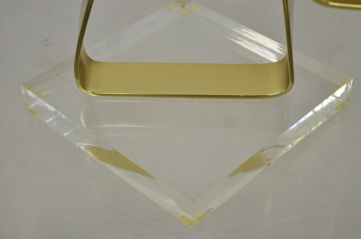 Vintage Dan Murphy 1976 Brass Ribbon Modern Abstract Sculpture on Lucite Base