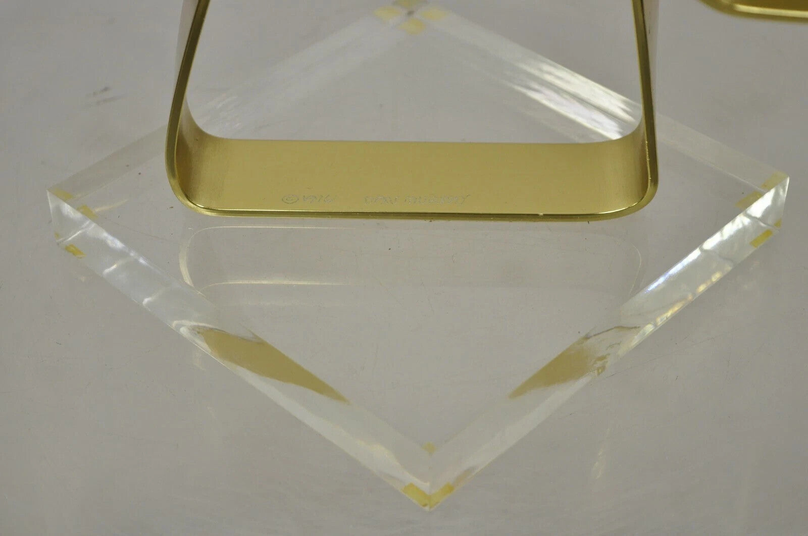 Vintage Dan Murphy 1976 Brass Ribbon Modern Abstract Sculpture on Lucite Base