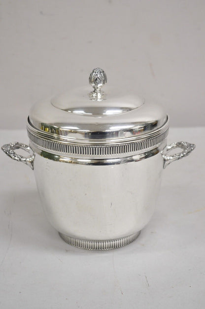 Vintage Art Deco Silver Plated Glass Lined Lidded Ice Bucket by Federal Silver