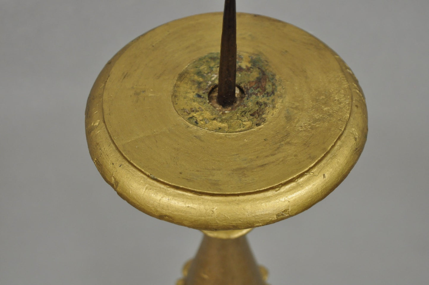 Antique 19th C Italian Neoclassical Carved Gold Giltwood Pricket Candlestick