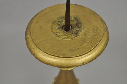 Antique 19th C Italian Neoclassical Carved Gold Giltwood Pricket Candlestick