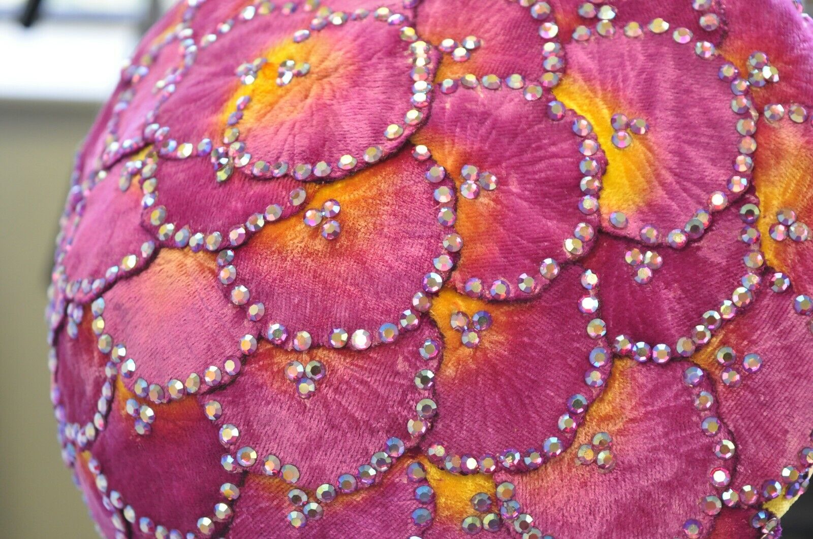 Vintage Jack McConnell Pink Sunset Flower Petal Studded Church Derby Hat Crown