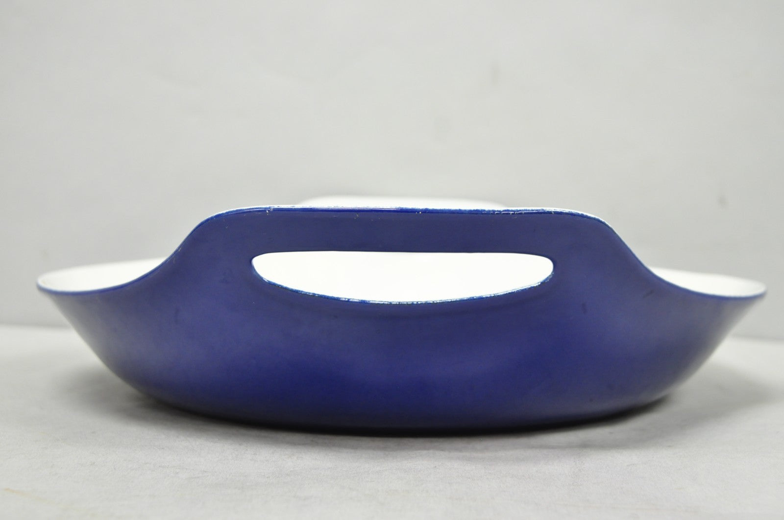 Vintage Michael Lax Copco Denmark Modern Blue Enamel Cast Iron Paella Dish Pan
