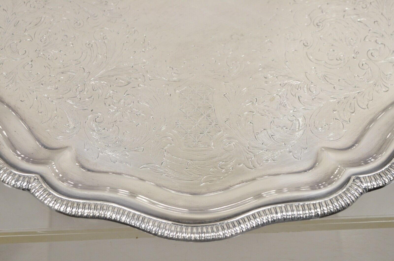 Vintage Victorian Style Silver Plated Celluloid Twin Handle Raised Serving Tray