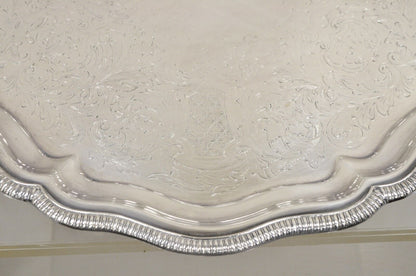 Vintage Victorian Style Silver Plated Celluloid Twin Handle Raised Serving Tray