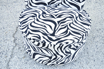 Contemporary Modern Zebra Print Upholstered Round Swivel Club Lounge Chair