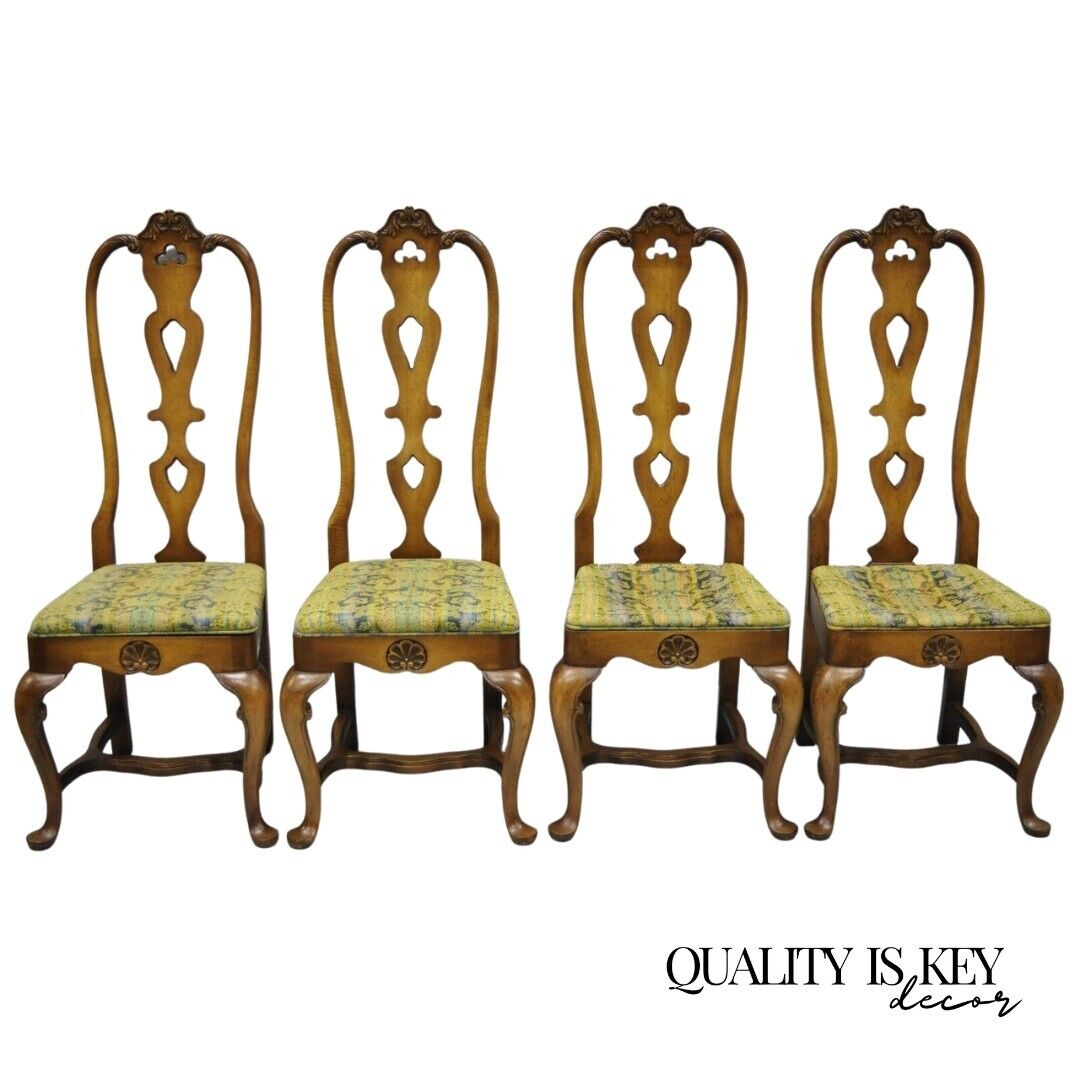 Italian Baroque Swedish Rococo Style High Back Dining Side Chairs - Set of 4